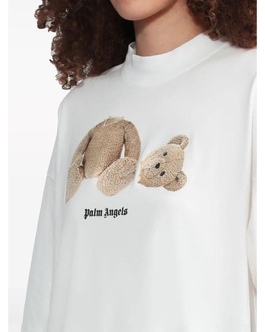 Palm Angels White Bear-print Cotton-jersey T-shirt