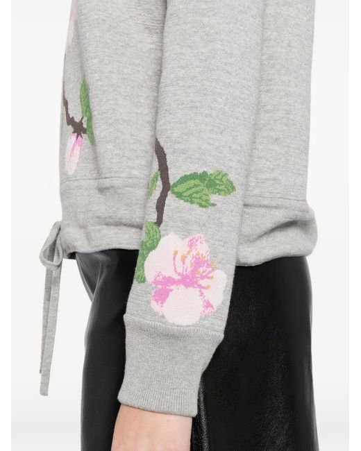 Oscar de la Renta Gray Graphic Print Sweatshirt