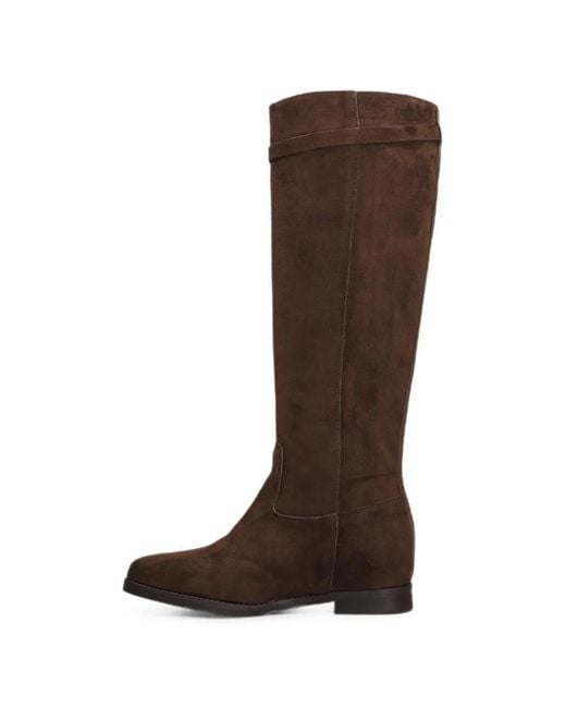 Julie Dee Brown Knee-High Suede Boots