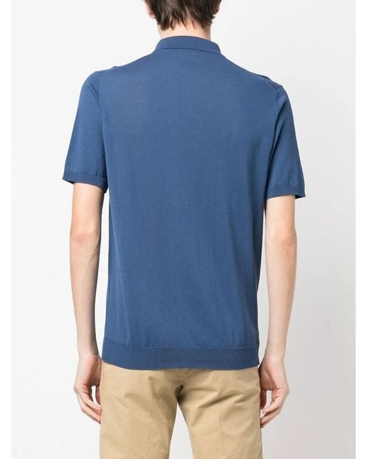 Roberto Collina Blue Cotton Polo Shirt for men