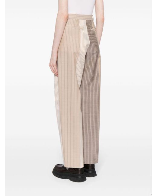 Marni Natural Striped Colour-Block Tailored Trousers