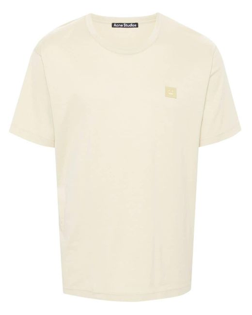 Acne Natural Face-logo-patch Cotton T-shirt