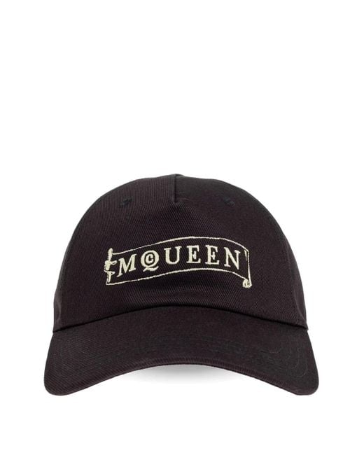 McQueen Black Embroidered-Logo Baseball Cap