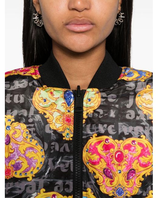 Versace Black Heart-couture-print Bomber Jacket