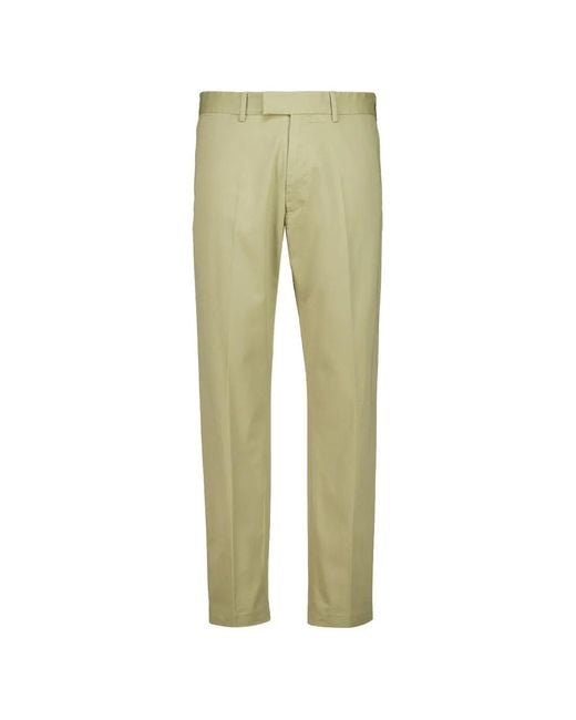 Tom Ford Green Dark Champagne Stretch Cotton Chinos With Logo Patch On The Back for men