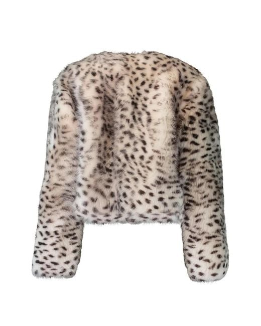 Susan Bender White Leopard-Print Shearling Jacket
