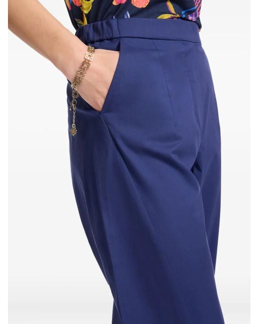 Elena Miro Blue Elastic-Waistband Trousers