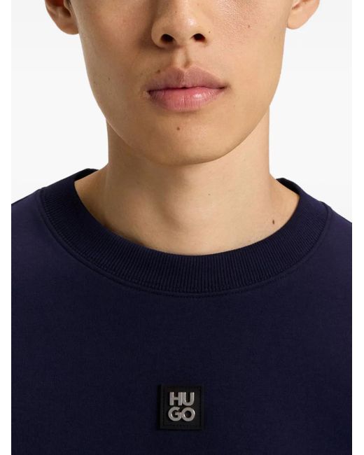 HUGO Blue Logo-Plaque Sweatshirt for men