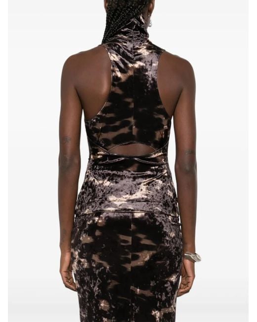 Nanushka Black High-Neck Tie-Dye Top