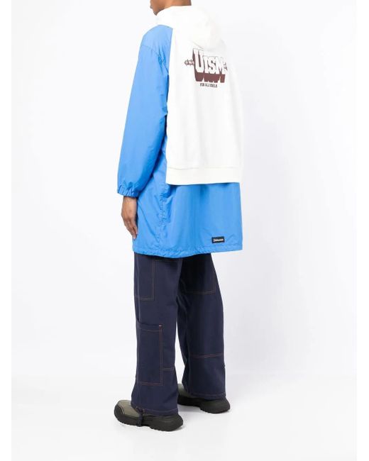Undercoverism Blue Logo-Print Hooded Coat for men