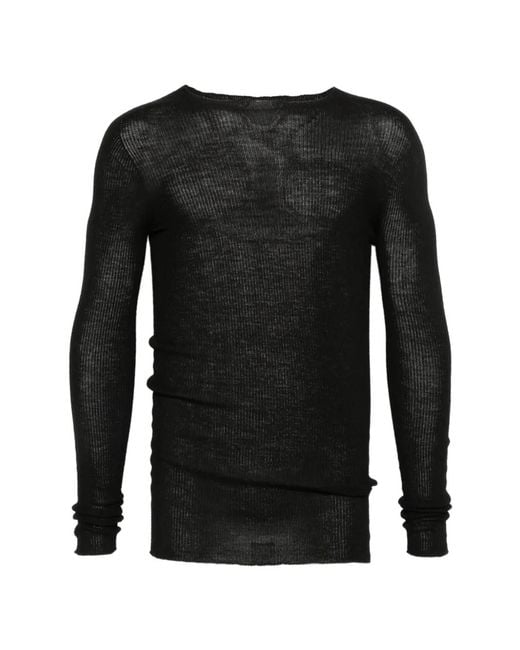 Rick Owens Black Ribbed Round Neck for men