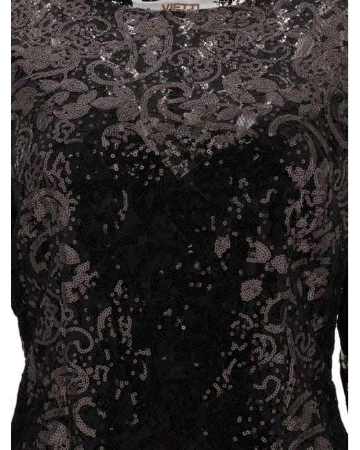 F.it Black Sequin Lace Top