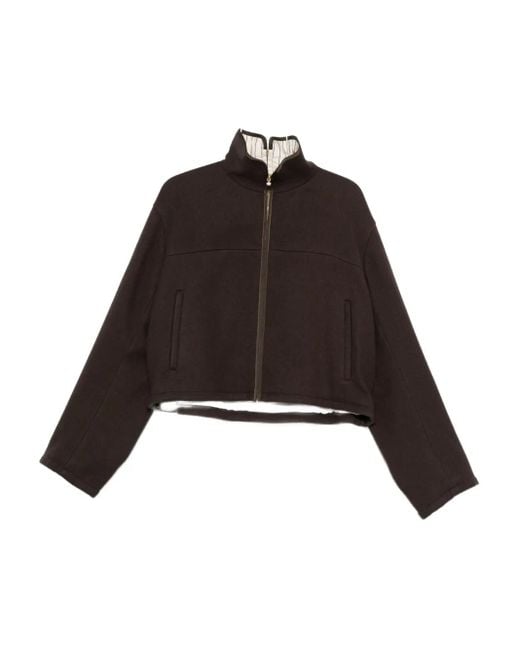 Carven Black Zip-Up Wool Jacket