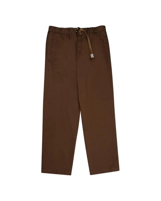 White Sand Brown Belted Straight-Leg Trousers for men