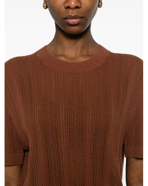 Bompard Brown Round-Neck Knitted T-Shirt
