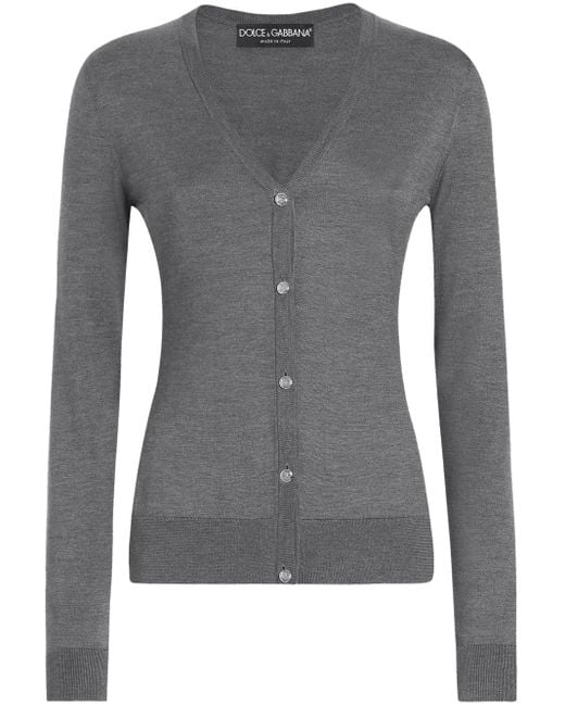 Dolce & Gabbana Gray V-Neck Buttoned Cardigan