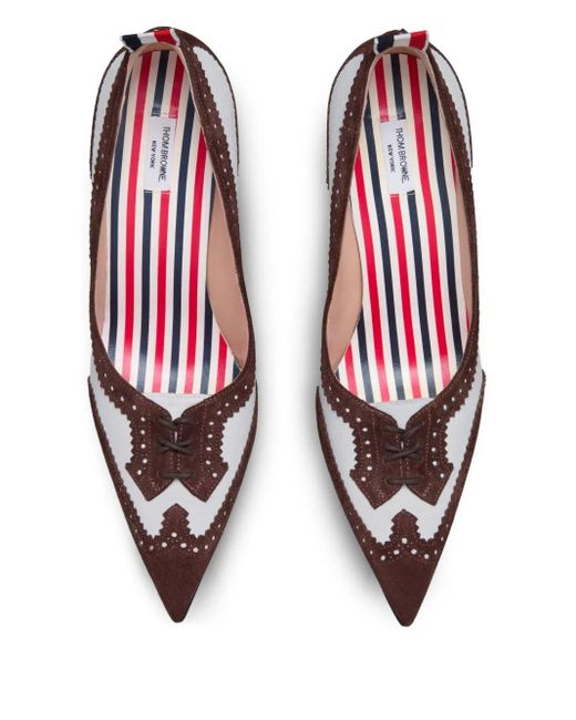 Thom Browne Brown Calf Suede Low Throat Wingtip Pumps 90Mm