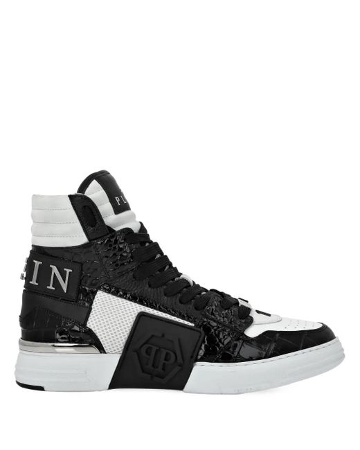 Philipp Plein Black Hexagon High-Top Sneakers for men