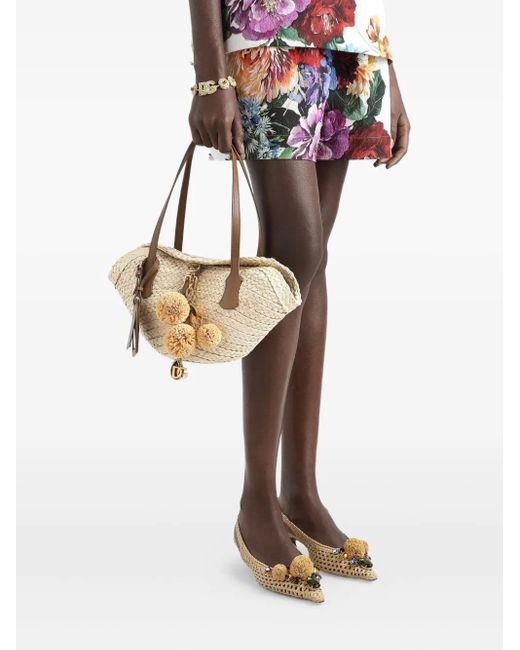 Dolce & Gabbana Natural Woven-Raffia Basket Bag