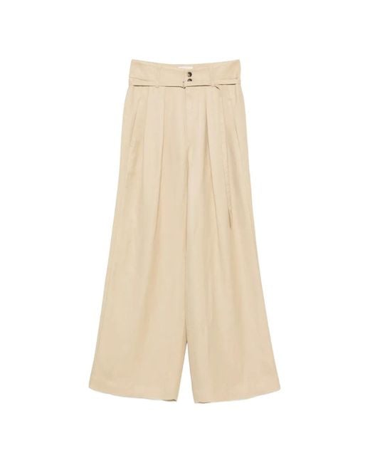 Tela Natural Belted Pleated Trousers
