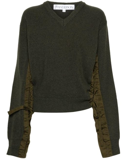 J.W. Anderson Green Contrast-panel Ribbed Jumper