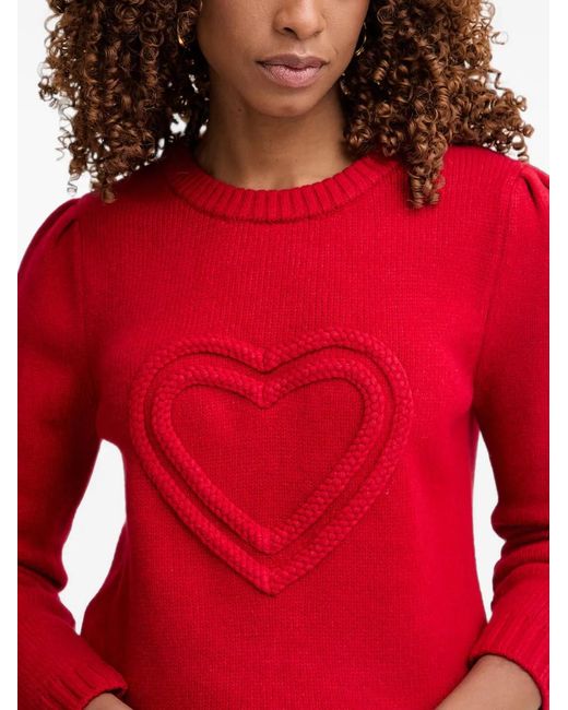 Morgan Red Heart-Motif Puff-Sleeve Sweater