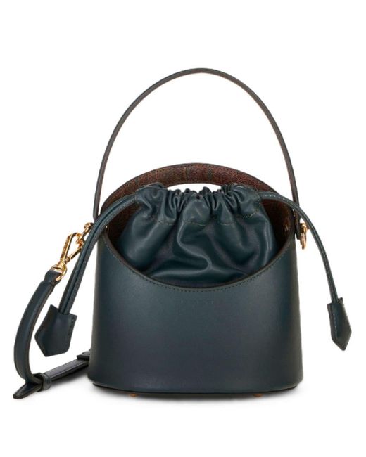 Etro Black Mini Saturno Leather Bucket Bag