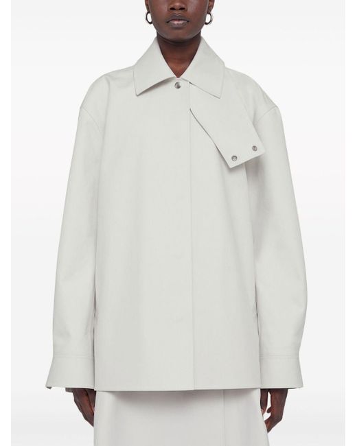 Jil Sander White High-neck Cotton Shirt Jacket