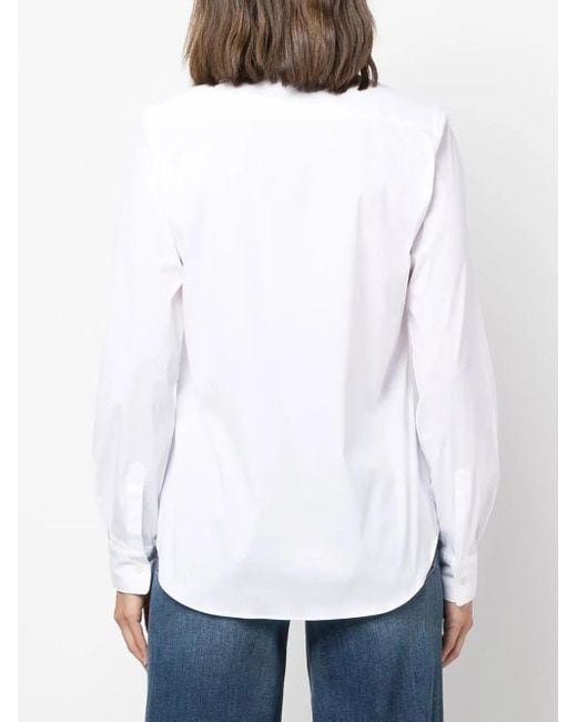Aspesi White Collarless Button-Up Shirt