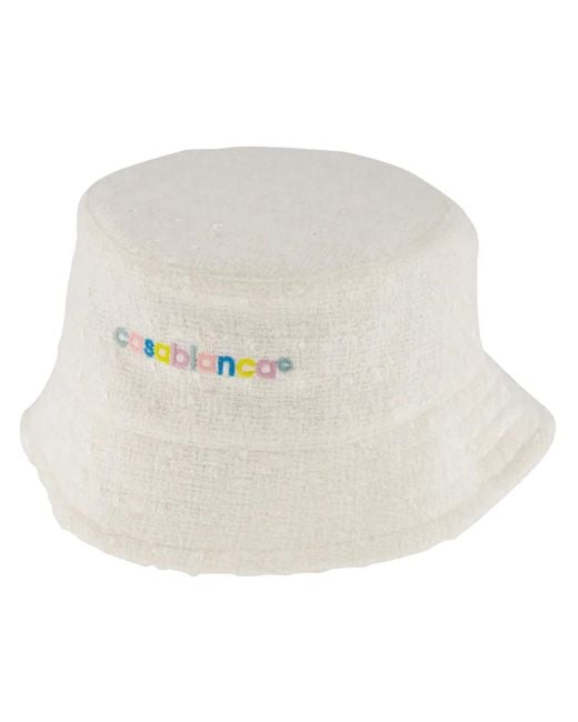 Casablanca White Tweed Logo Bucket Hat