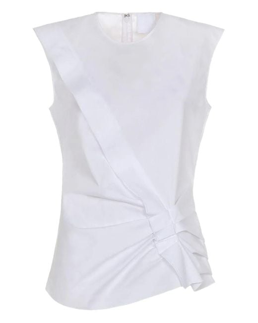 Mantu White Gathered Ruffled Top