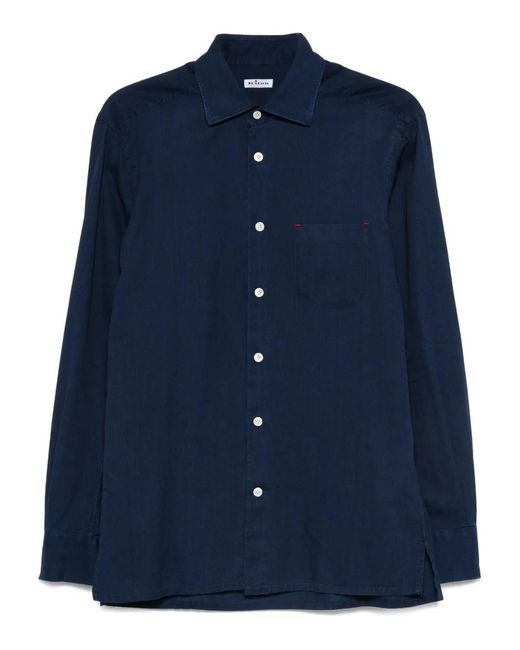 Camisa Con Botones Kiton de hombre de color Blue