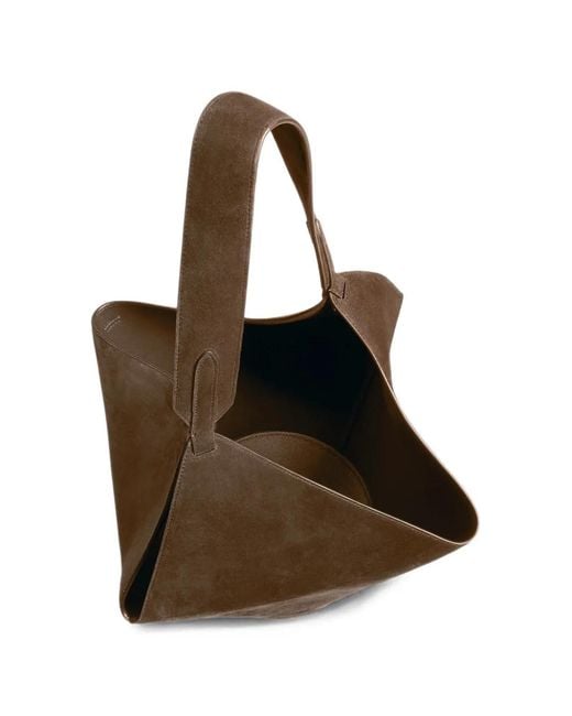 Khaite Brown Small Lotus Suede Bucket Bag
