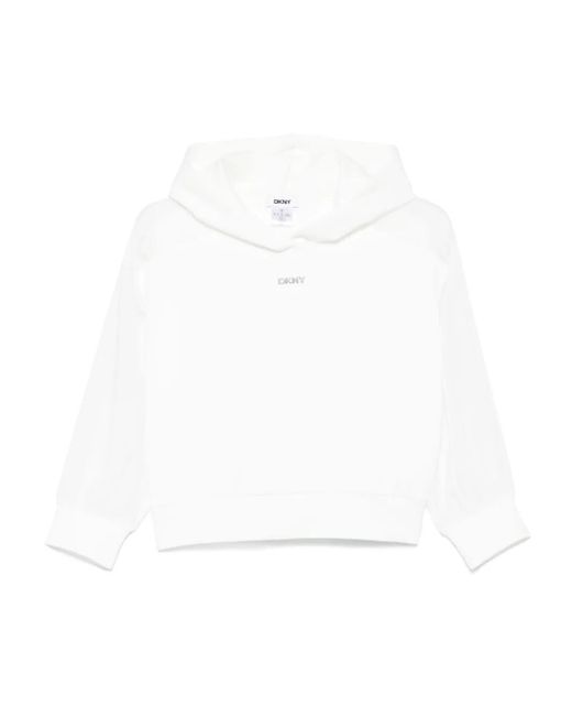 Felpa Crop Con Applicazione di DKNY in White