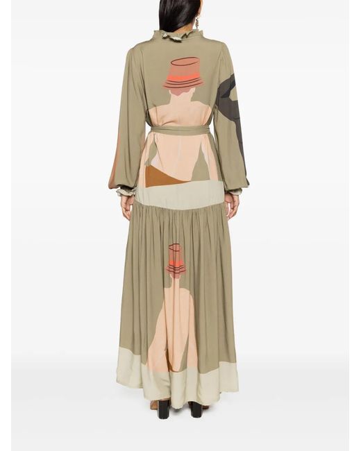 Amir Slama Green Graphic-Print Maxi Dress