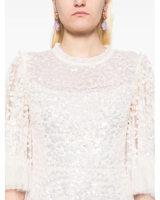 Abito Da Sera Anais Con Paillettes di Needle & Thread in White