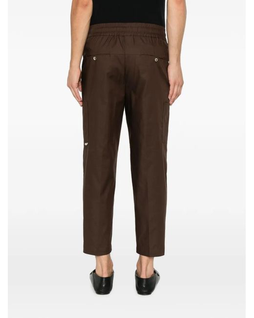 Yes London Brown Pantalon Cargo À Taille Élastiquée for men