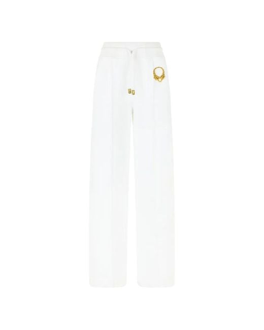 Roberto Cavalli White Tiger Appliqué Drawstring Trousers