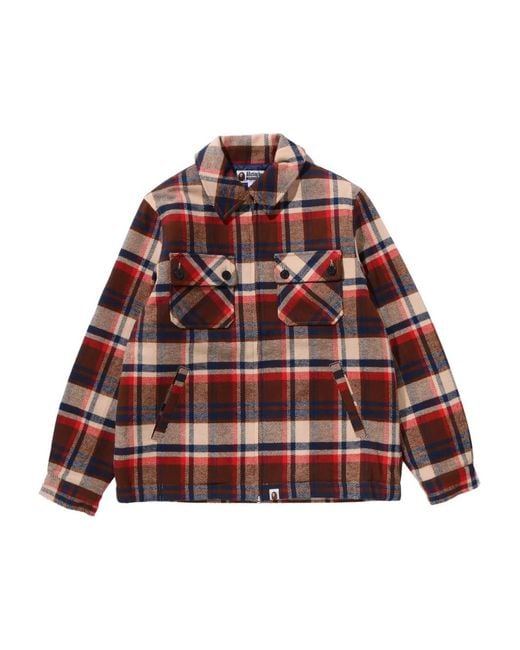 A Bathing Ape Red Check Pockets Jacket for men