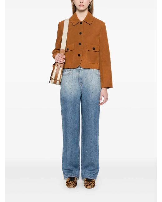 Self-Portrait Brown Suede Jacket