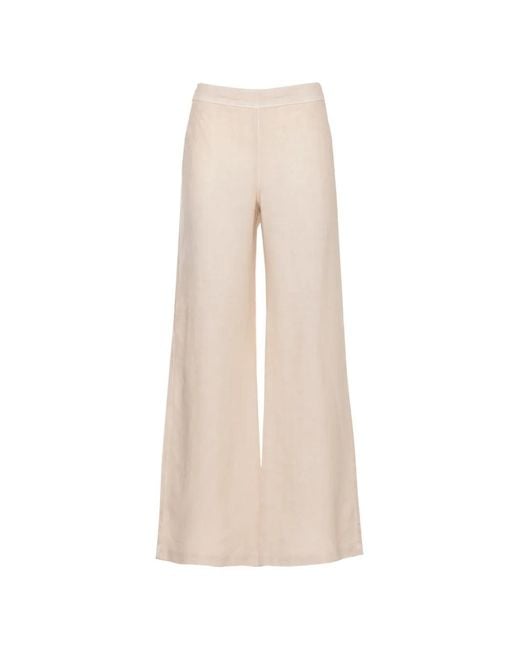 120% Lino White Linen Palazzo Pants