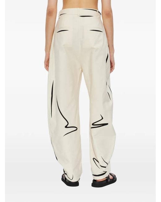 Moschino White Pantalon À Imprimés Contrastants