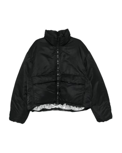 Purple Brand Black Zip-Front Flap-Pocket Jacket for men