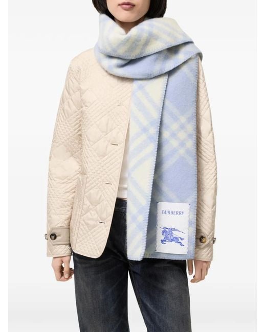 Burberry Gray Check Wool Scarf