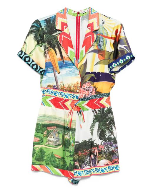 Alice + Olivia Leighton Jumpsuit Met Patchwork in het Green