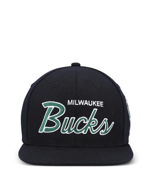 Mitchell & Ness Black Milwaukee Bucks Team Script 2.0 Cap for men
