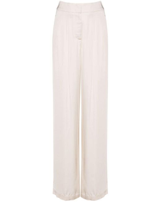 Peserico White Pleat-detail Wide-leg Trousers