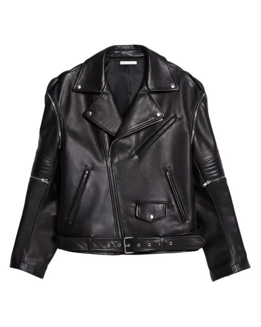 Chaqueta biker con cinturón Helmut Lang de hombre de color Black