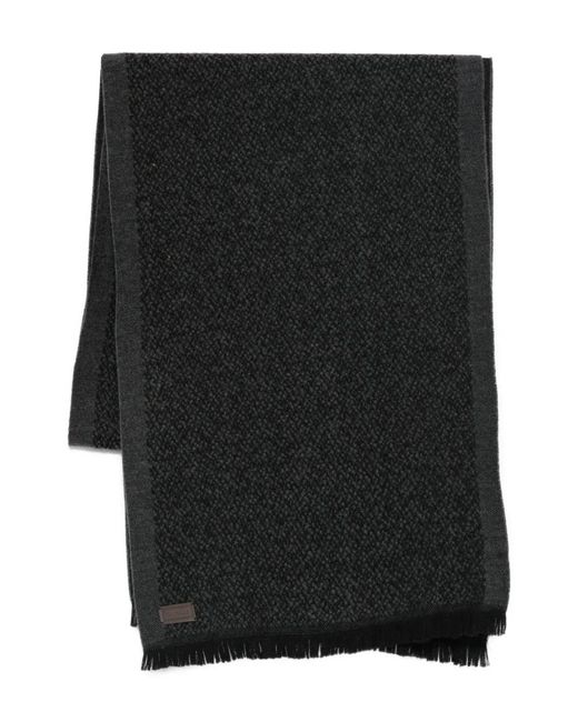 Canali Black Fringed Scarf for men