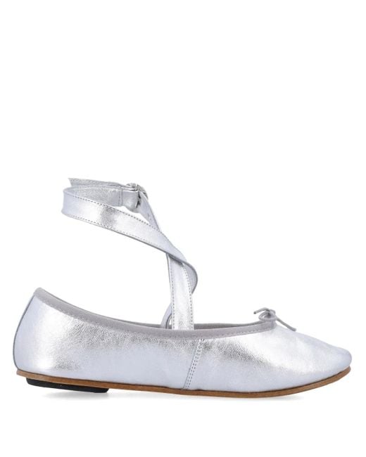 Repetto White Sophia Belt Ballet Flats